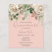 Floral Blush Pink Quinceanera Budget Invitation (Front)