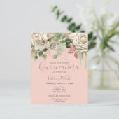 Floral Blush Pink Quinceanera Budget Invitation (Standing Front)