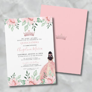Floral Blush Pink Quinceañera Invitation