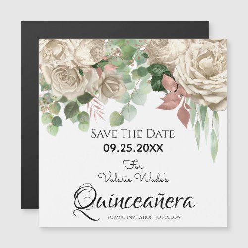 Floral Blush Pink Quinceanera Save the Date