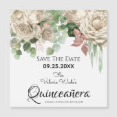 Floral Blush Pink Quinceanera Save the Date (Front)