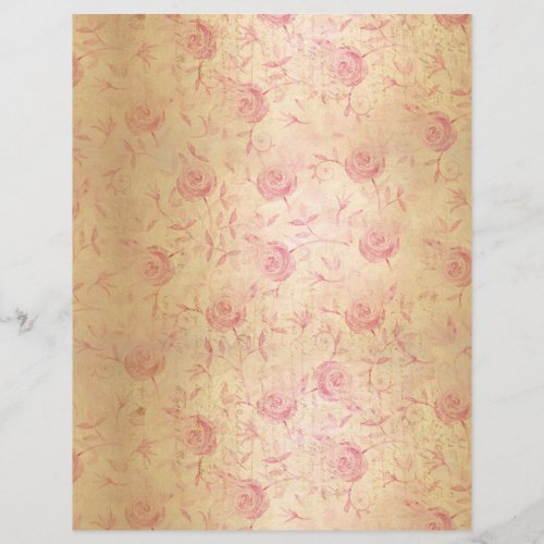 Floral Blush Pink Roses Damask Gold Shimmer