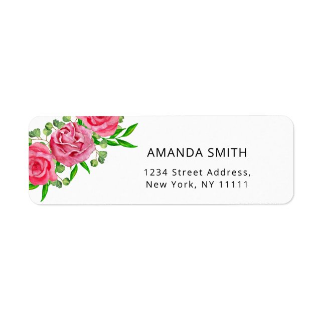 Floral blush pink roses label (Front)