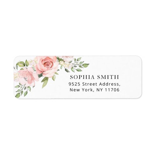 Floral blush pink roses return Address Label