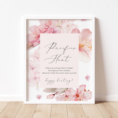 Floral blush pink sakura Pacifier hunt game Poster