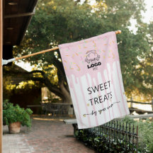 Floral Blush pink Stripes Sweet treats Bakery Open