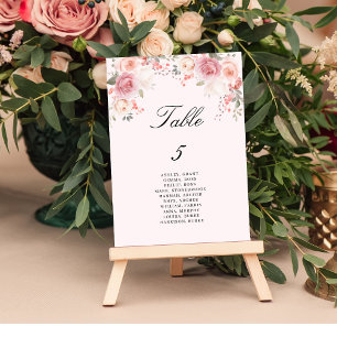 Floral Blush Pink Table Number Seating Chart