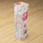 Floral Blush Pink Watercolor Rose Monogram Name Wine Box<br><div class="desc">This elegant floral gift box is the perfect choice for wrapping that special gift. This design template features a pattern of watercolor roses in shades of blush,  pink and peach accented by greenery on a white background. Personalize with a name,  message of congrats and year.</div>