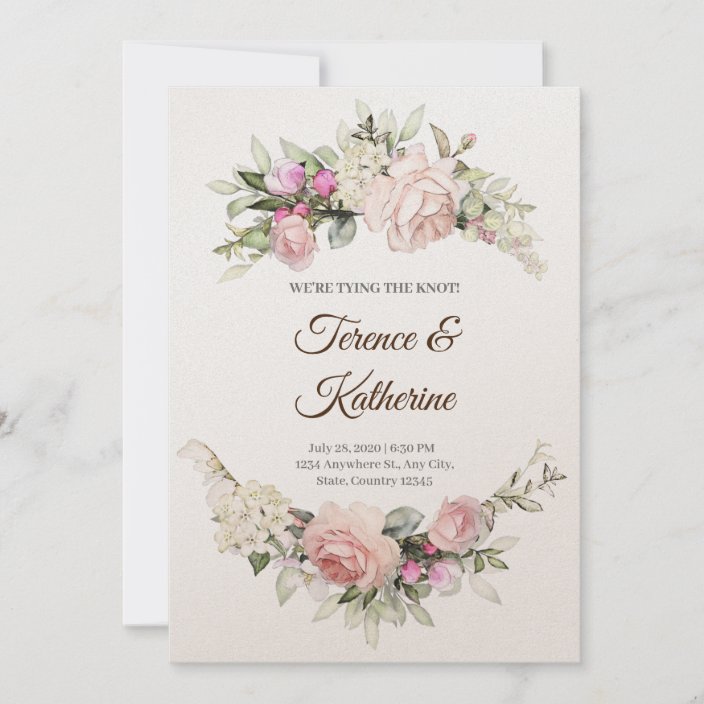 Floral Blush Pink Wedding Invitation