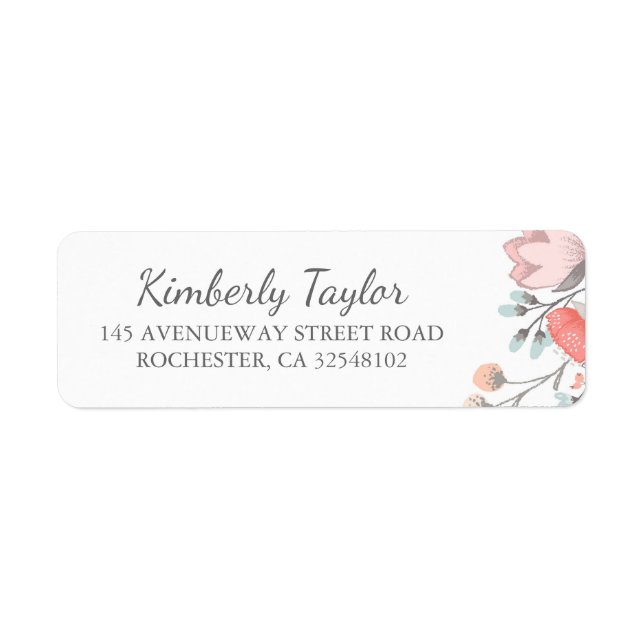 floral blush pink wedding label (Front)