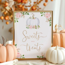 Floral blush pumpkin sweets and treats baby shower poster