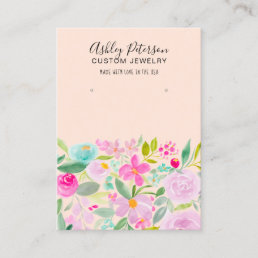 Floral blush purple watercolor earring display business card