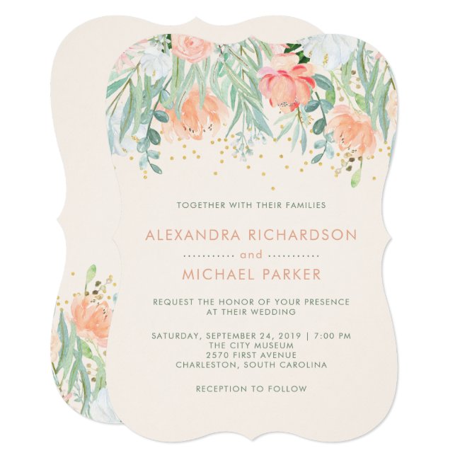 Floral Blush Romance | Watercolor Wedding Invitation