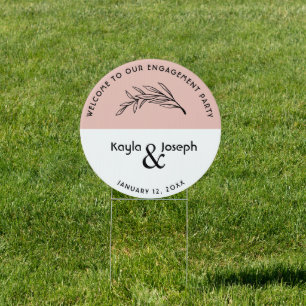 Floral Blush rose Engagement Party Welcome sign