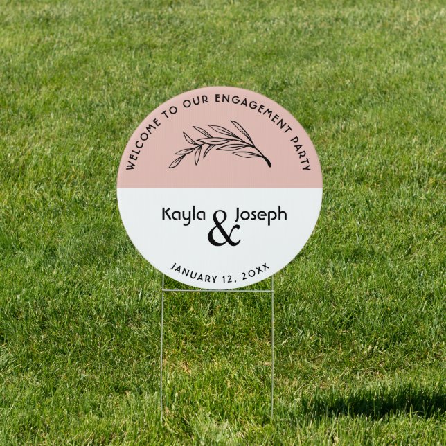 Floral Blush rose Engagement Party Welcome sign (Insitu)