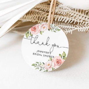 Floral blush roses bridal shower favor tag