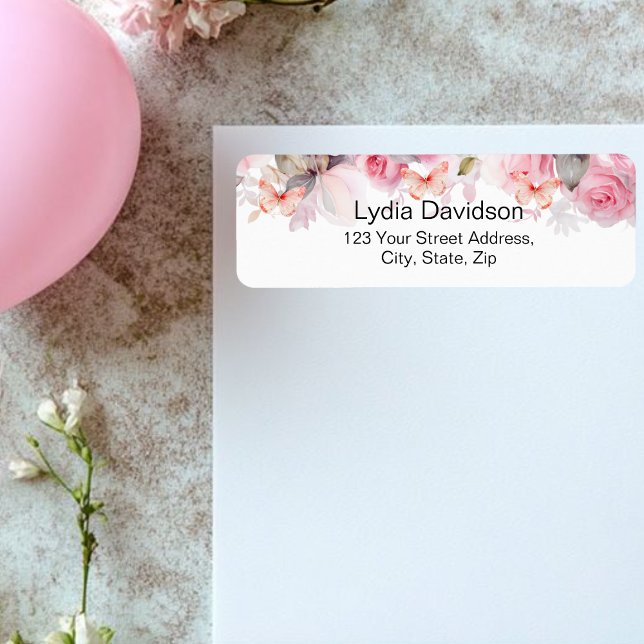 Floral Blush Roses Return Address Label (Creator Uploaded)