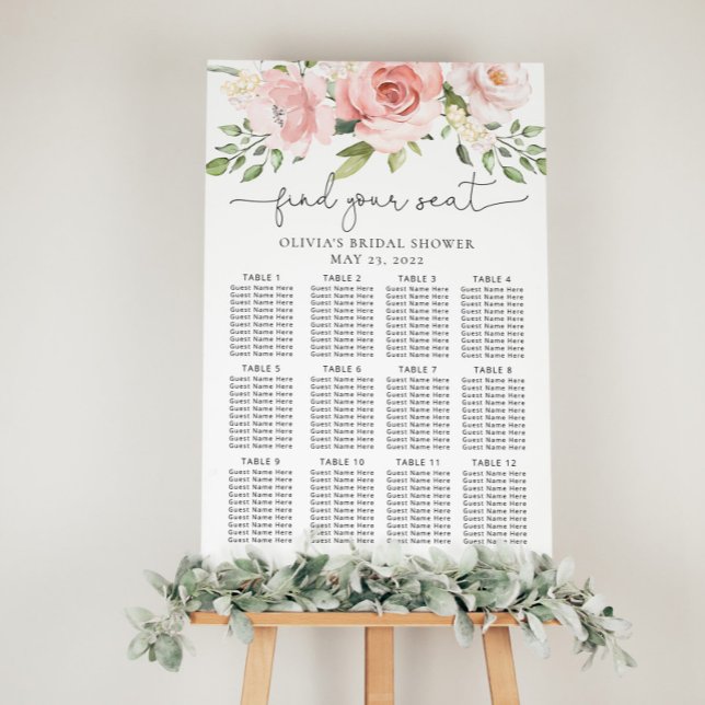 Floral blush seating chart foam board (Creator Uploaded)