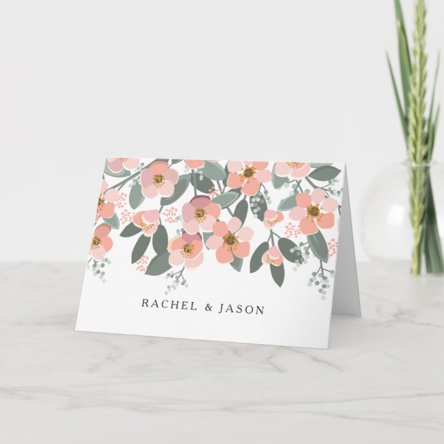 Floral Blush Watercolor Personalized Stationery Note Card (Front)