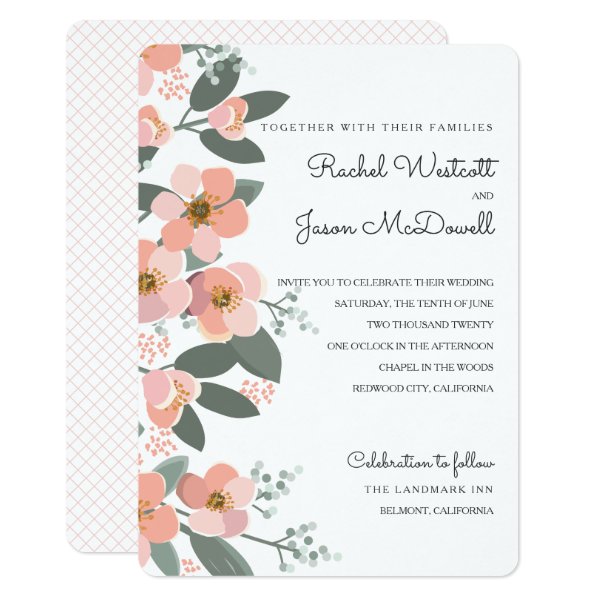 256674620196307095 Floral Blush Wedding Suite Pink | Green Invitation