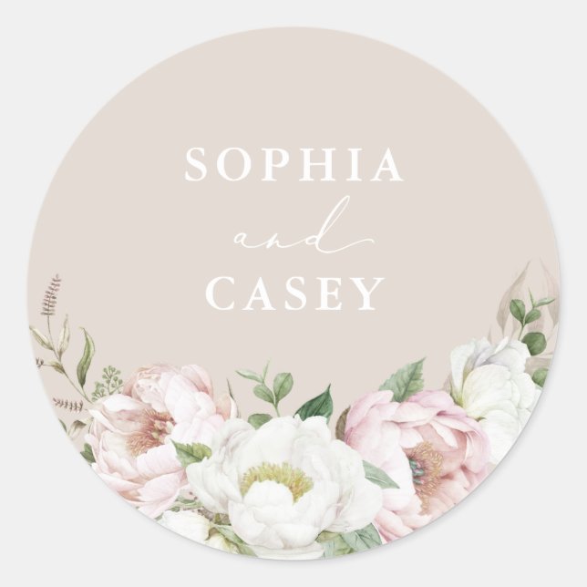 Floral Blush White Peony Greenery Envelope Seal (Front)