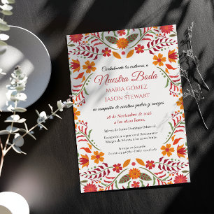Floral Boda Fiesta Colorful Spanish Wedding Invitation