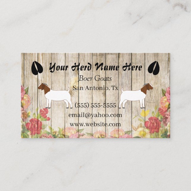 Floral Boer Goat Business Card (Front)