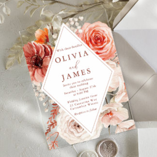 Floral Bohemian Frame Modern Wedding Acrylic Invitations