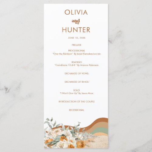 Floral Bohemian Modern Terracotta Wedding Program