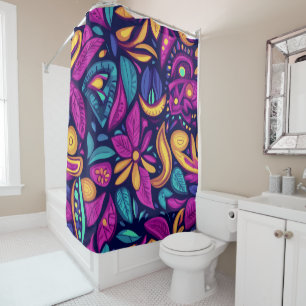 Floral Boho Abstract colorful 1 Shower Curtain