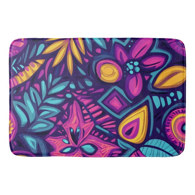 Floral Boho Abstract colorful 8 Bath Mat (Front)