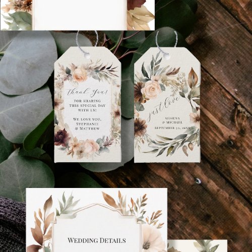 Floral BOHO Autumn Fall Foliage Muted Wedding Gift Tags