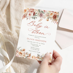 Floral Boho Baby in Bloom Baby Shower Invitation