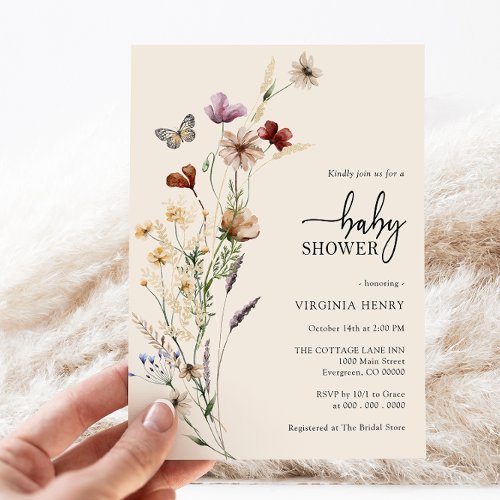Floral Boho Baby Shower Invitation