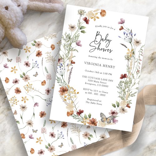 Floral Boho Baby Shower Invitation