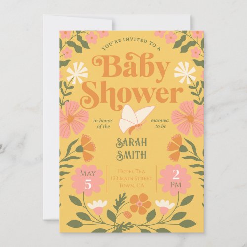 Floral Boho Baby Shower Invitation Gender Neutral