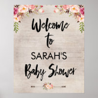 Floral Boho Baby Shower Welcome Poster
