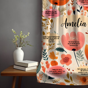 Floral Boho Bible Verses Affirmation With Name  Sherpa Blanket