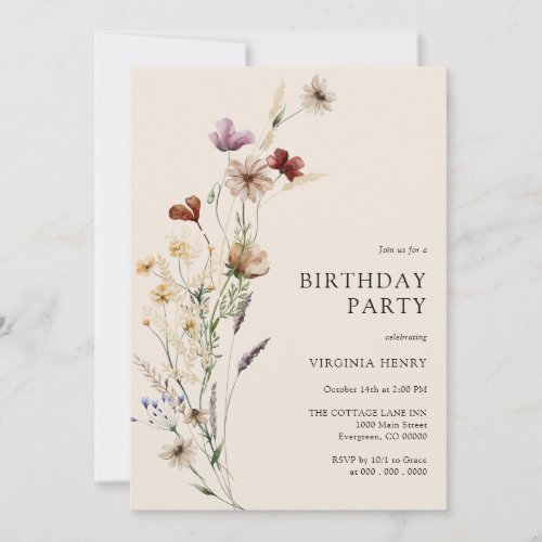 Floral Boho Birthday Invitation