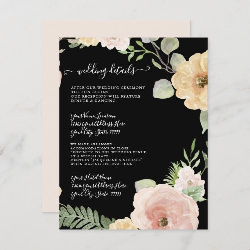 Floral Boho Blush Mustard Foliage Wedding Details Invitation