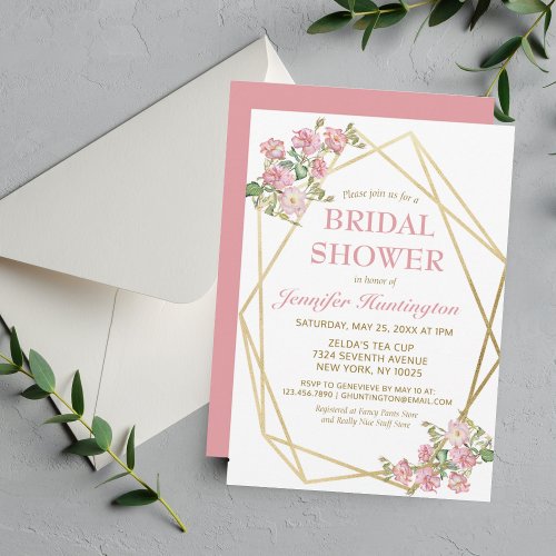 Floral Boho Blush Pink Bridal Shower  Invitation