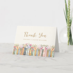 Floral Boho Books Letterpress Thank You Card