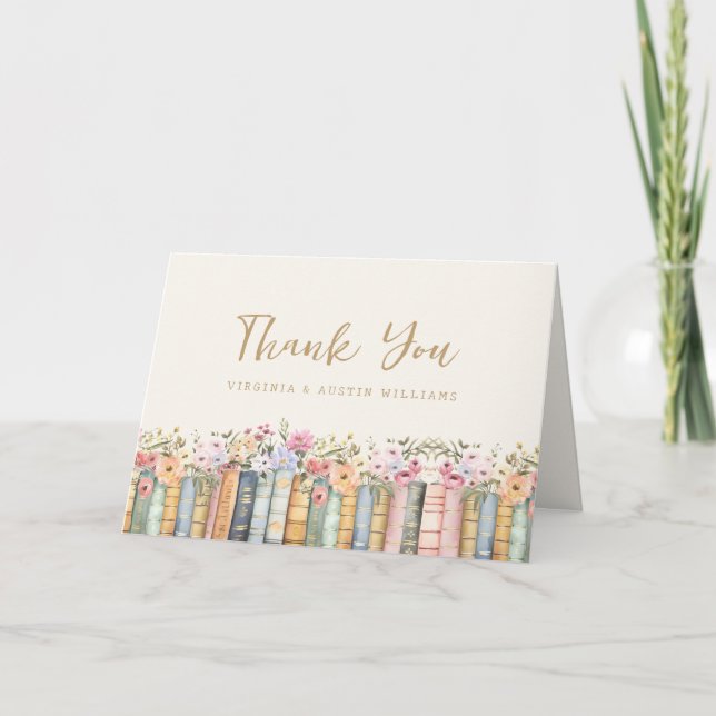 Floral Boho Books Thank You Card (Front)