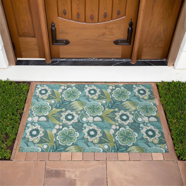 Floral Boho Botanical Pattern Doormat (Outdoor)