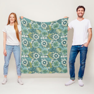 Floral Boho Botanical Pattern Fleece Blanket
