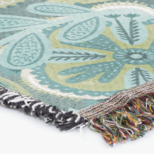 Floral Boho Botanical Pattern Throw Blanket