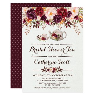 Floral Boho Bridal Shower Tea Party Invitation