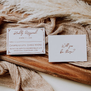 Floral Boho Burnt Orange Terracotta Earthy Wedding RSVP Card