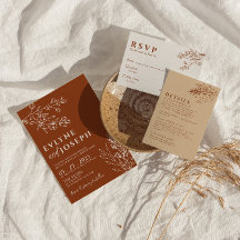 Floral Boho Burnt Orange Terracotta Herbal Wedding