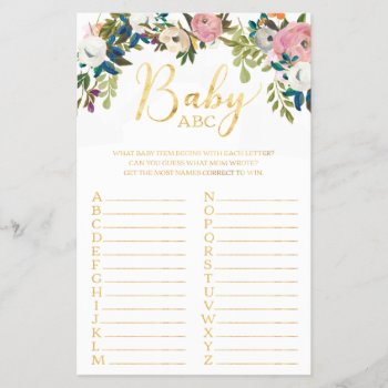 Floral Boho Chic Baby Shower Abc Game by joyonpaper at Zazzle